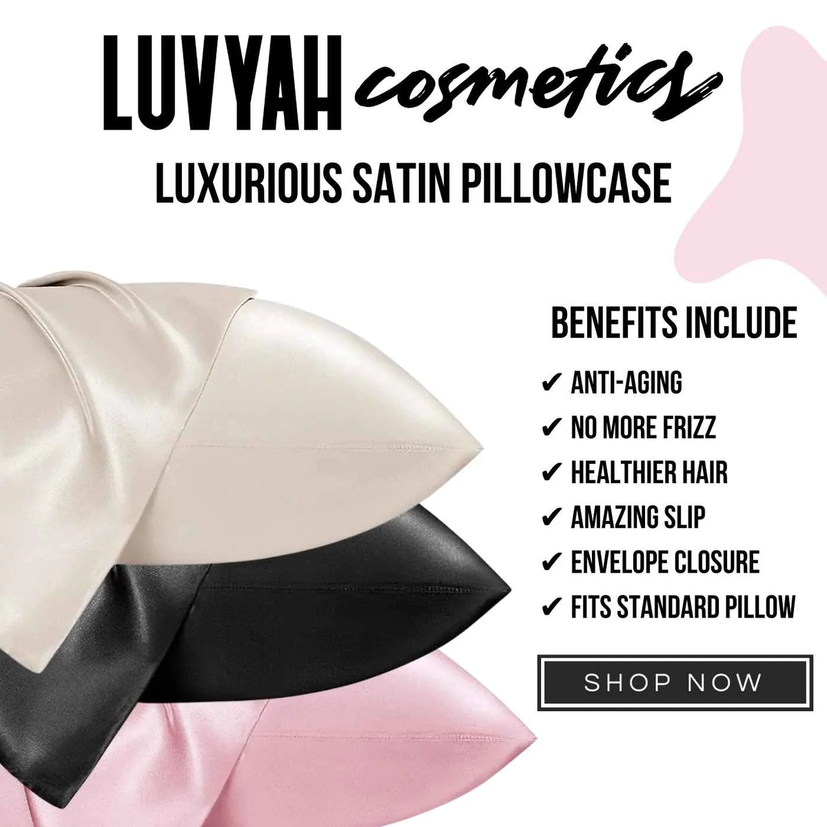 Satin Pillowcase For Anti Aging Hair Skin Beige Luvyah