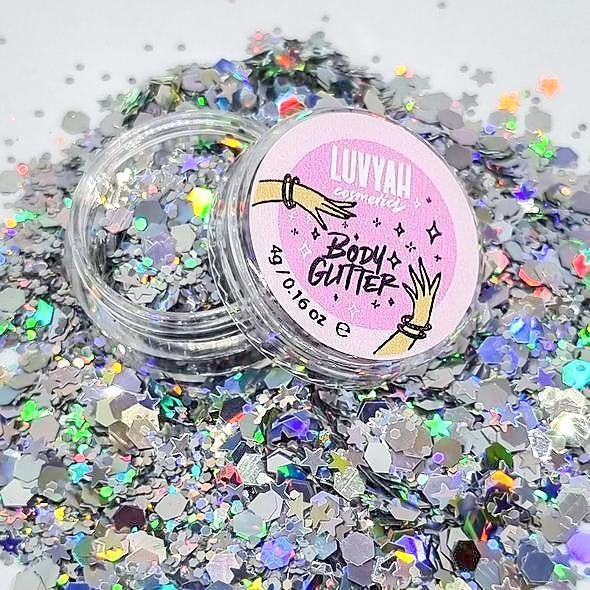 FESTIVAL FACE/BODY/HAIR KIT-4ml GLUE SILVER STAR HOLOGRAPHIC