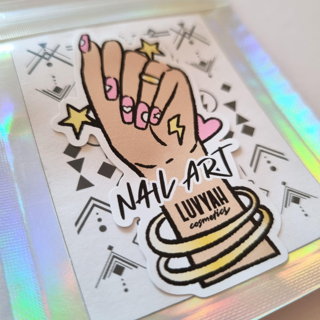Geometric Black Water Transfer Nail Art
